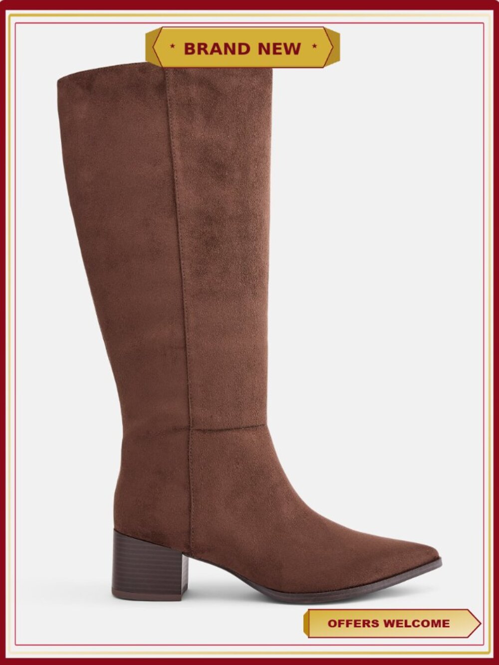 Women's Tall Block Heel Boots Pointed Toe